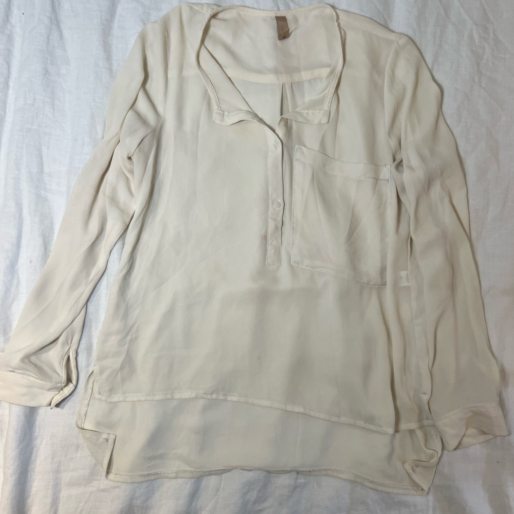 OAK + FORT Cream Sheer Blouse